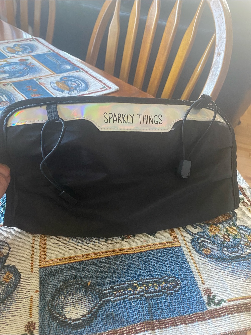 Black Holographic Cosmetic/Jewelry Bag